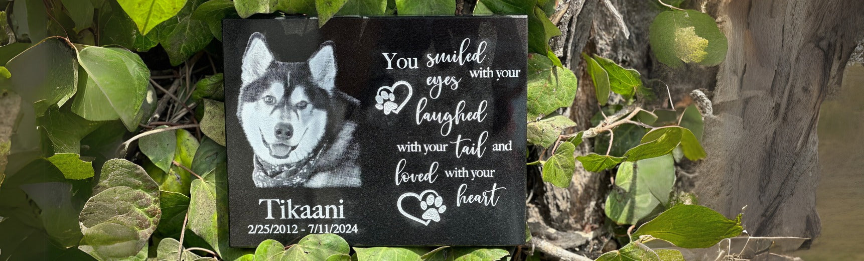 Black Granite Pet memorial plaque outdoor use, pet loss grieving gift