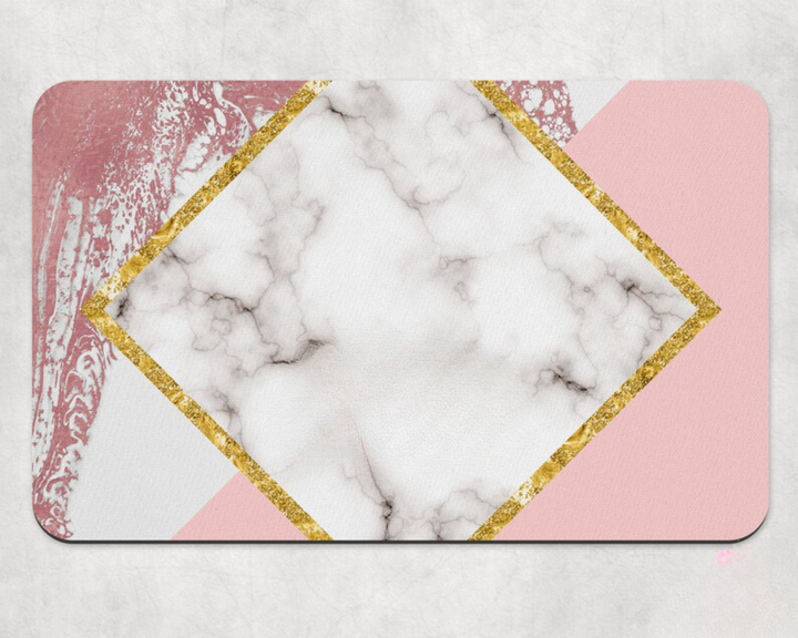Gray Marble Pink and Gold Dog Mat