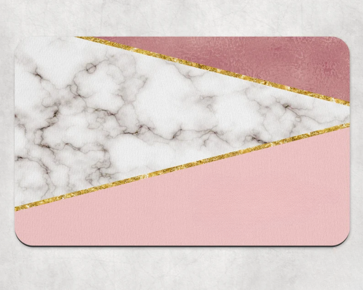 Gray Marble Pink and Gold Dog Mat