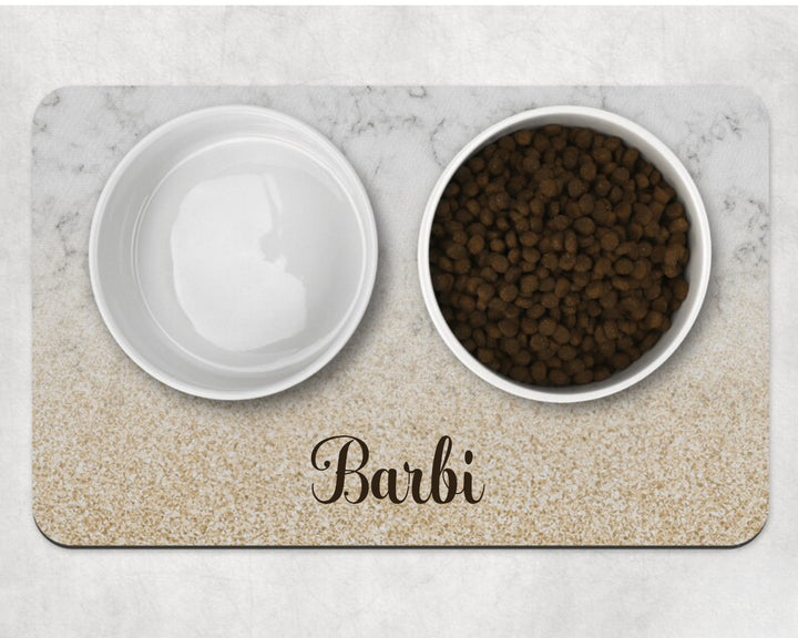Gray Marble Light Gold glitter Dog Mat