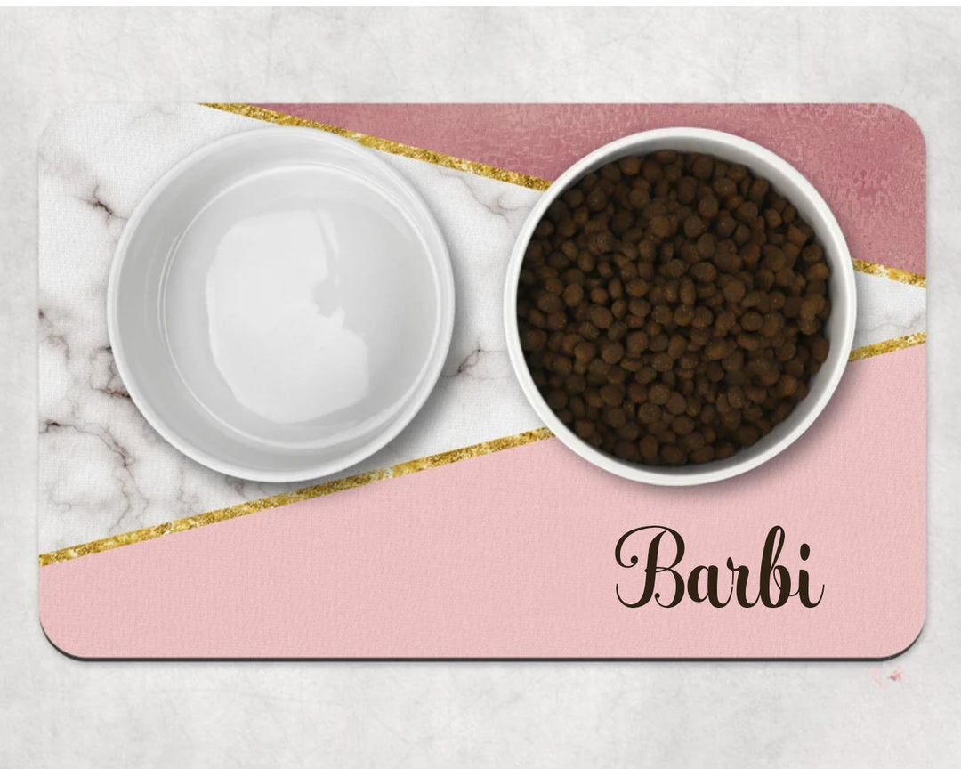 Gray Marble Pink and Gold Dog Mat
