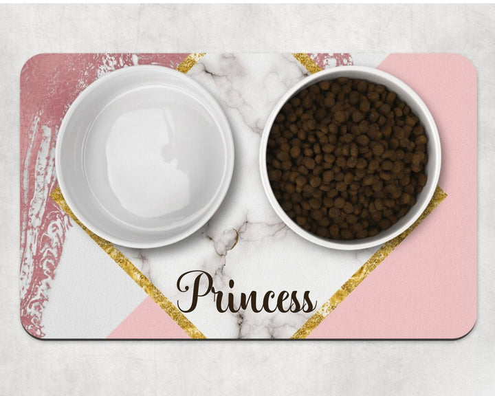 Gray Marble Pink and Gold Dog Mat
