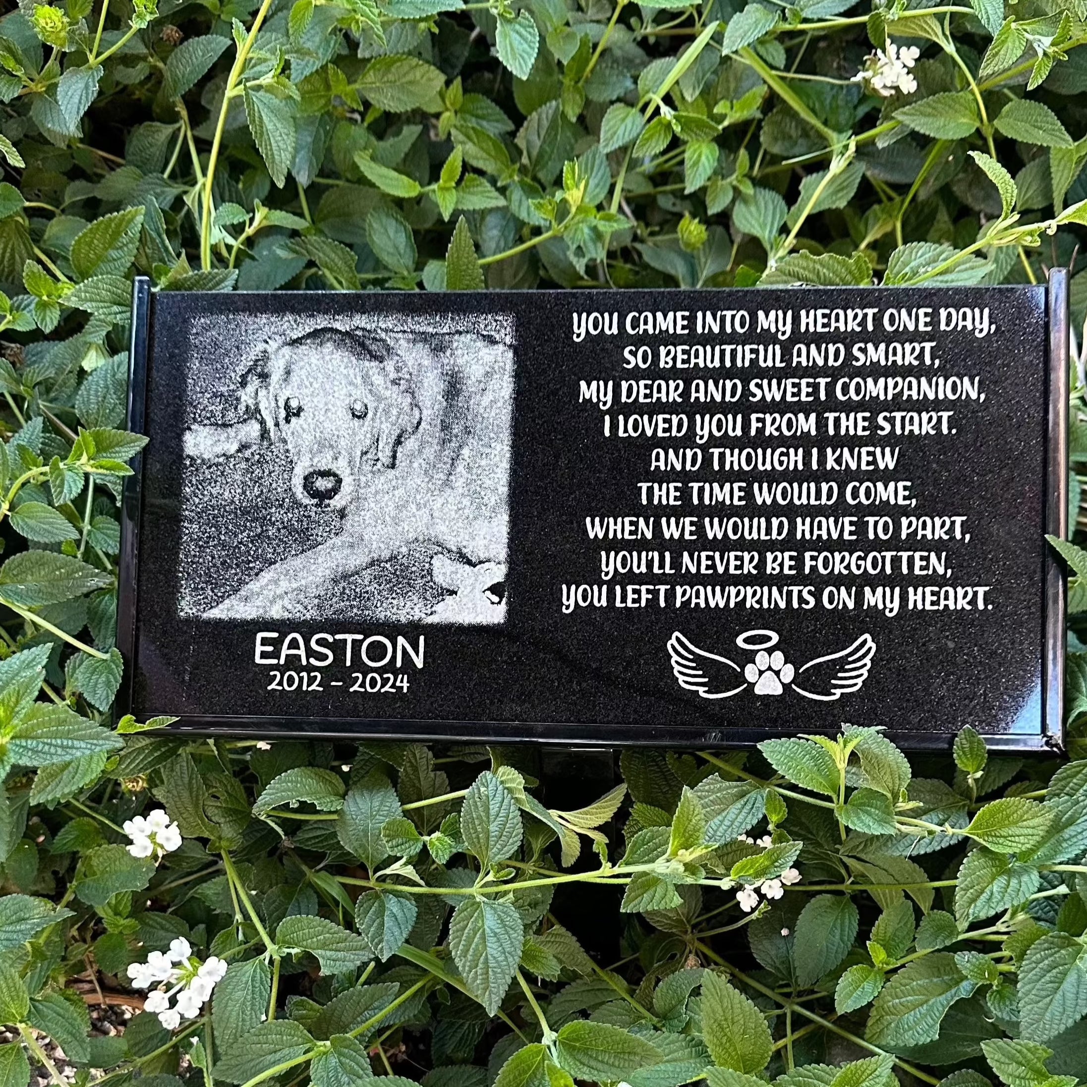Personalized Granite Pet Memorial Plaque Outdoor Stake - You Left Paw ...