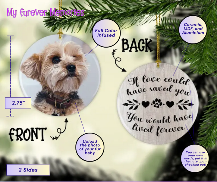 Personalized Dog Memorial  Christmas Ornament If Love Could Have Saved You Personalized Picture Keepsake