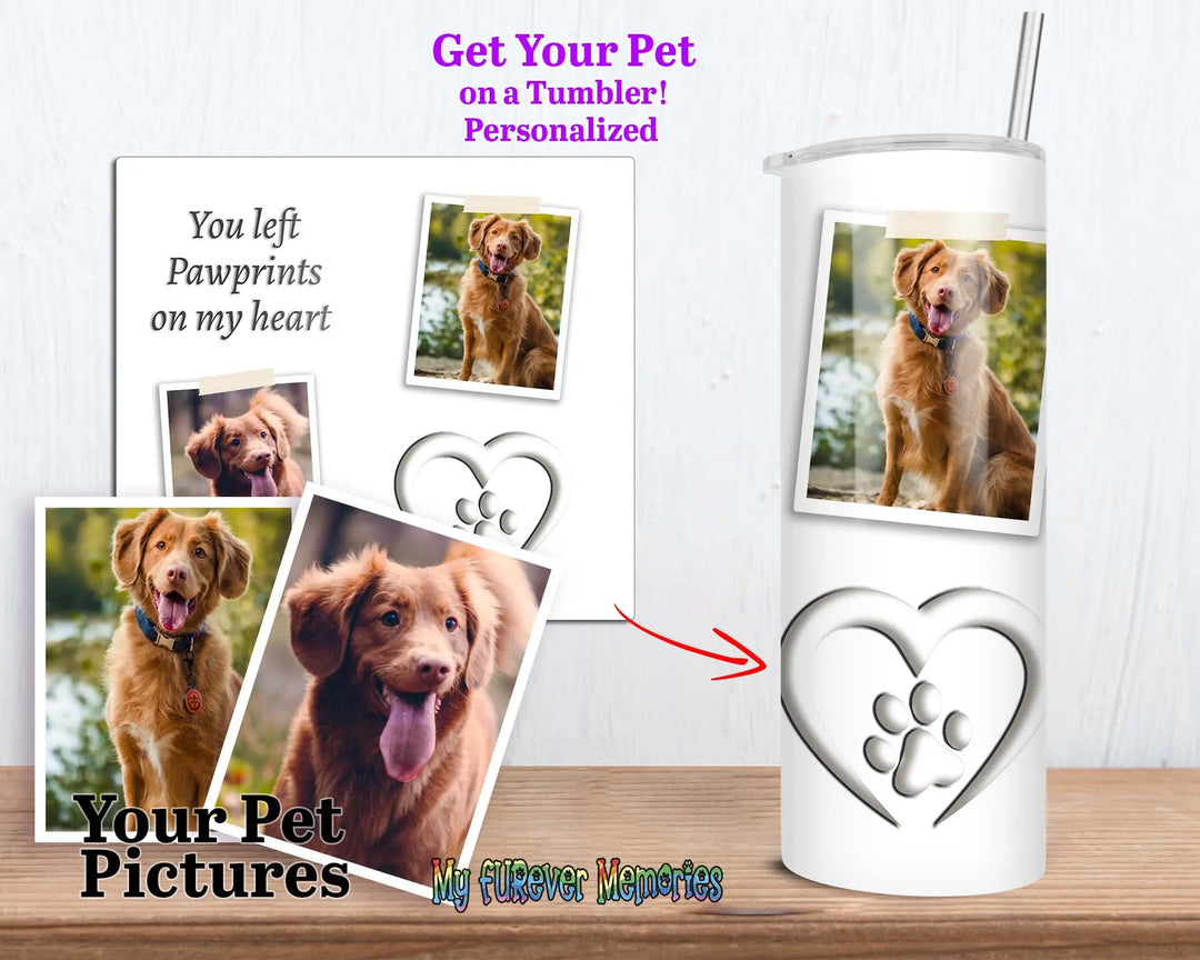 Gift for dog lovers 20oz Tumbler You Left Paw Prints Skinny Tumbler Water Bottle Pet Gift Dog mom pet loss gift Skinny Tumbler
