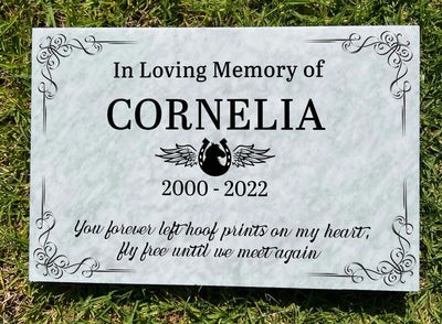 Horse Grave Marble Marker, Pet headstones, Custom Outdoor Engraved Horse Stone In Loving Memory Marble Grave Marker