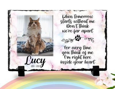 Personalized Cat Memorial Plaque   When tomorrow starts without me   Personalized Keepsake Memorial Slates