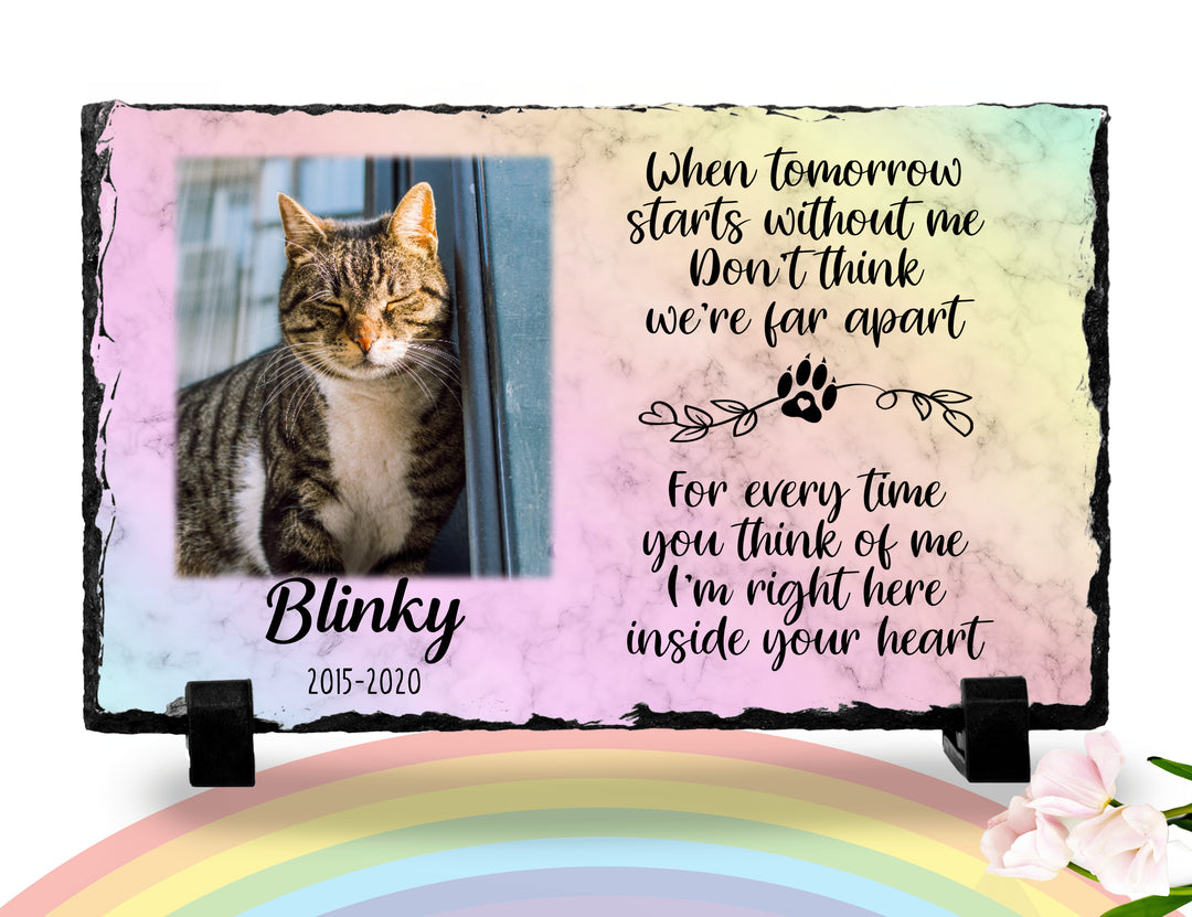 Personalized Cat Memorial Plaque   When tomorrow starts without me   Personalized Keepsake Memorial Slates