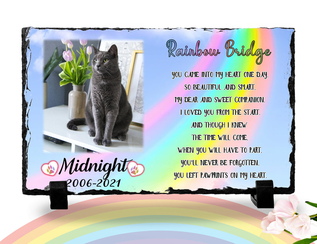 Personalized Cat Memorial Plaque   You left paw prints on my heart  Personalized Picture Keepsake Memorial Slates
