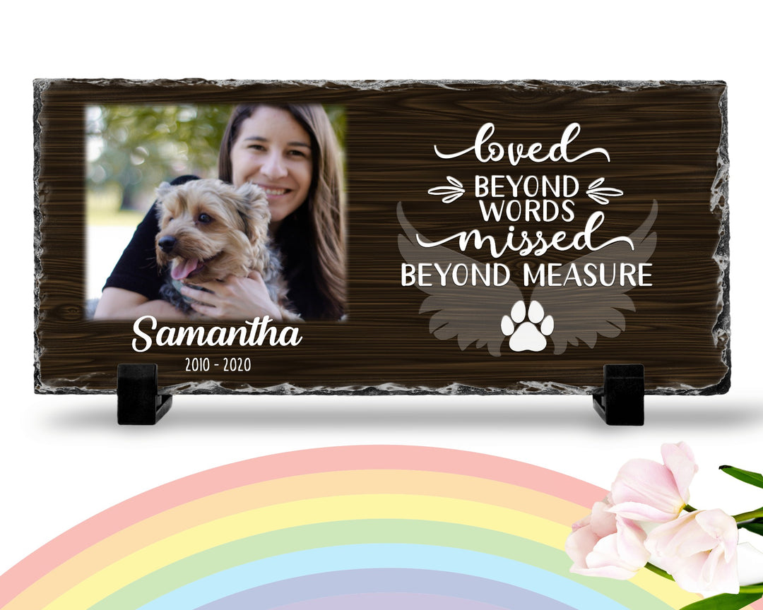 Personalized Dog Memorial   Loved Beyond Words Missed Beyond Measure  Personalized Picture Keepsake Memorial Slates