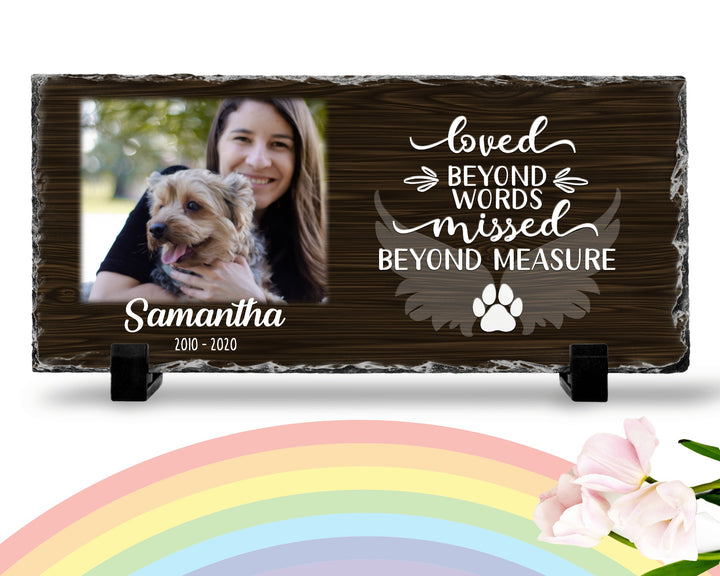 Personalized Dog Memorial   Loved Beyond Words Missed Beyond Measure  Personalized Picture Keepsake Memorial Slates