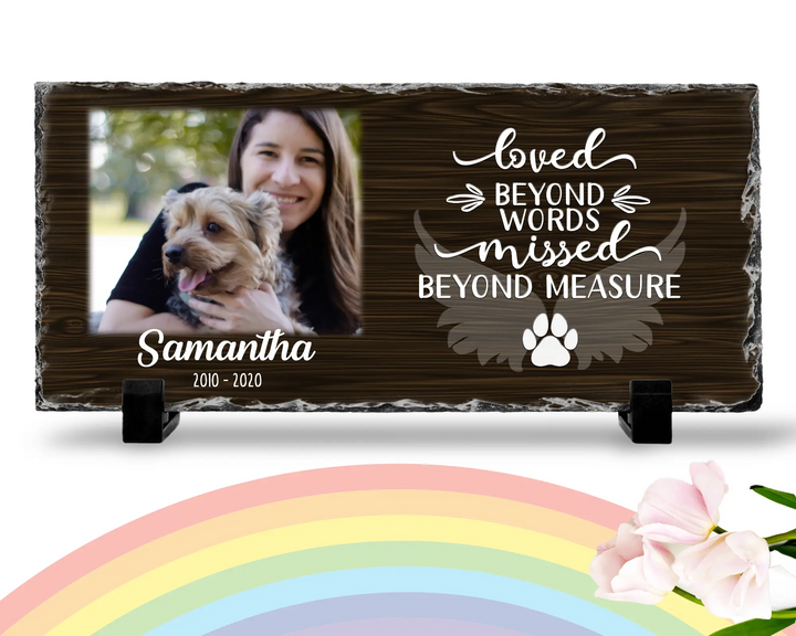 Personalized Dog Memorial   Loved Beyond Words Missed Beyond Measure  Personalized Picture Keepsake Memorial Slates