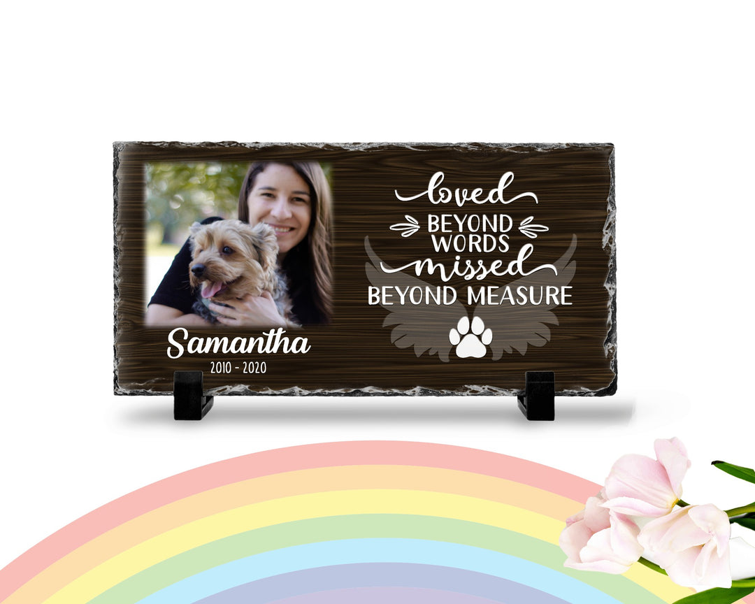 Personalized Dog Memorial   Loved Beyond Words Missed Beyond Measure  Personalized Picture Keepsake Memorial Slates