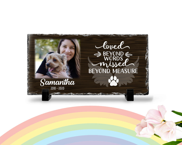 Personalized Dog Memorial   Loved Beyond Words Missed Beyond Measure  Personalized Picture Keepsake Memorial Slates