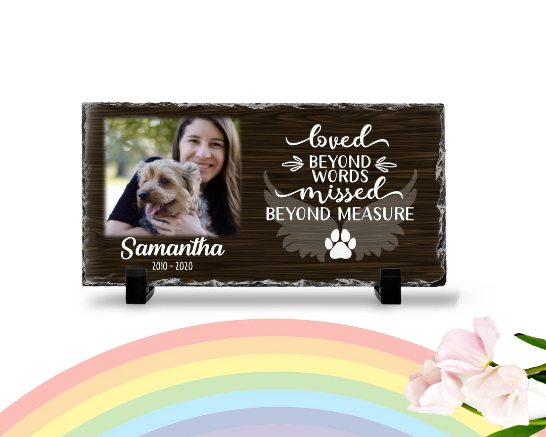Personalized Dog Memorial   Loved Beyond Words Missed Beyond Measure  Personalized Picture Keepsake Memorial Slates