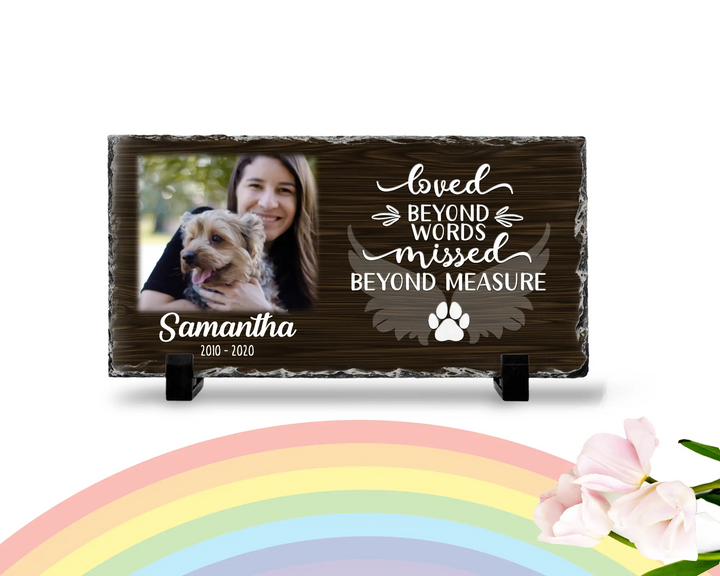 Personalized Dog Memorial   Loved Beyond Words Missed Beyond Measure  Personalized Picture Keepsake Memorial Slates