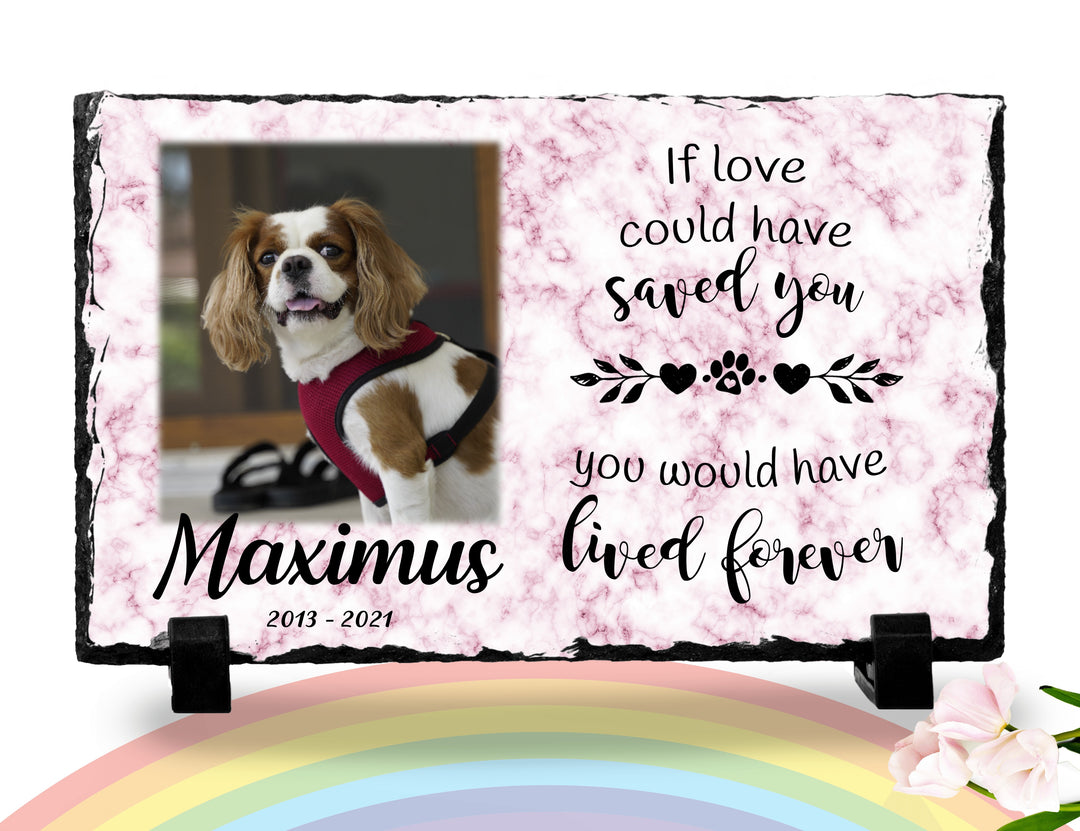 Personalized Dog Memorial Plaque   If love alone could have kept you here  Personalized Picture Keepsake Memorial Slates