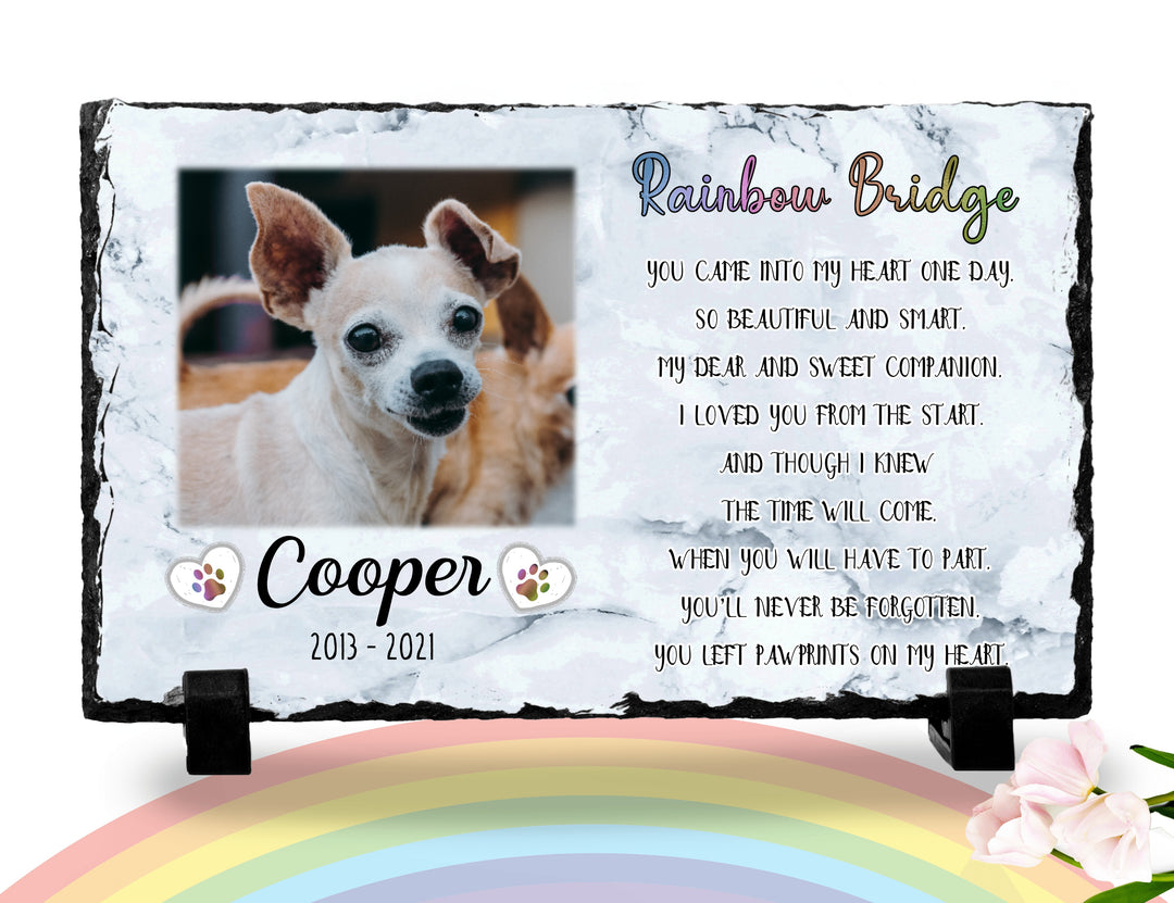 Personalized Dog Memorial Plaque   You left paw prints on my heart  Personalized Picture Keepsake Memorial Slates