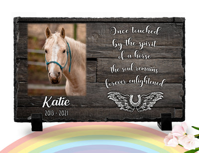 Personalized Horse Memorial Plaque   Once Touched by the Spirit of a horse personalized plaque Memorial Slates