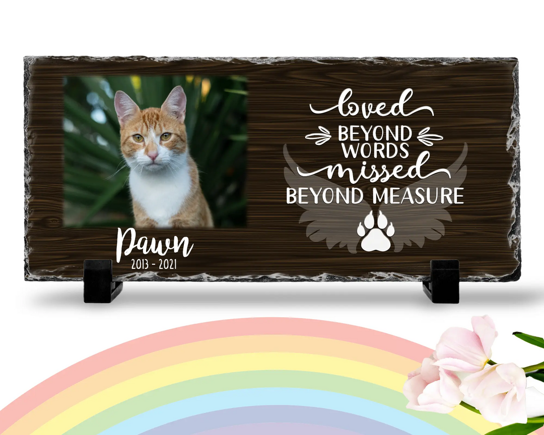 Personalized Personalized Cat Memorial Plaque Loved Beyond Words Missed Beyond Measure  Personalized Picture Keepsake Memorial Slates