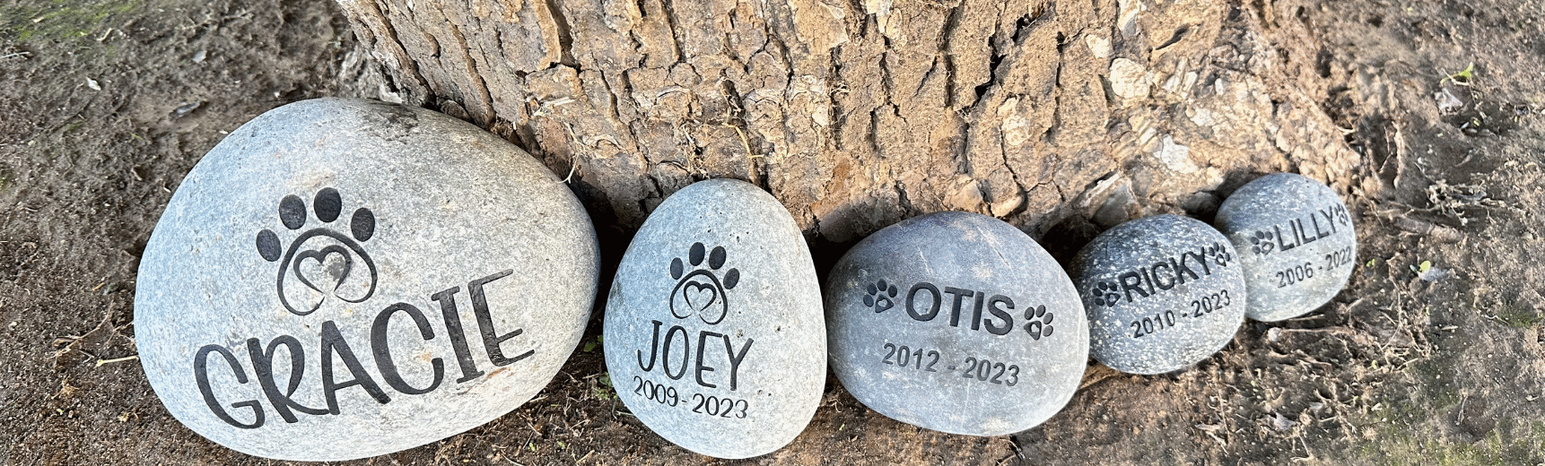 sandcarved engraved pet memorial river rock personalized with dog name