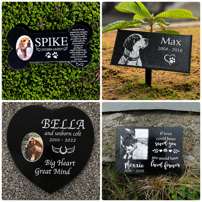 Black granite memorials