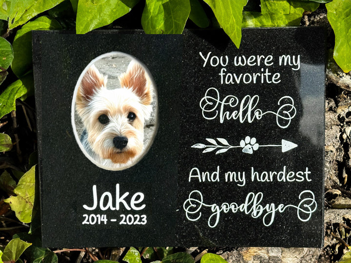 Outdoor Personalized Dog Memorial Plaque You Were My Favorite Hello and My Hardest Goodbye Personalized Outdoor Plaque
