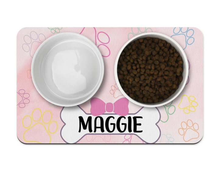 Blush Paw Prints Pet Placemat