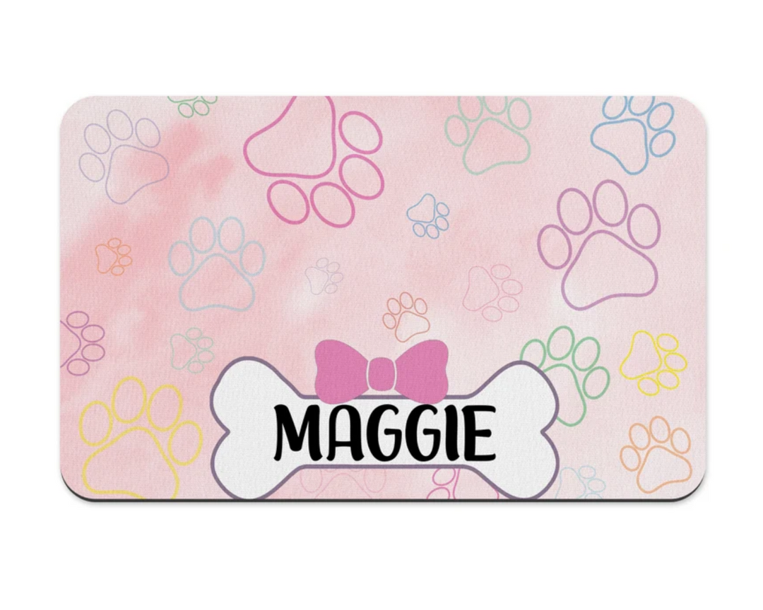 Blush Paw Prints Pet Placemat