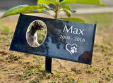 12x6x3/8 Rectangle w Ground Stake / Sand Carved (Provides Deeper Engraving) / Outdoor Color Kiln Fired Porcelain