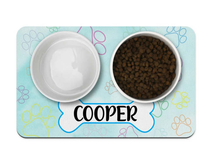 Blue Pastel Paw Prints Pet Placemat