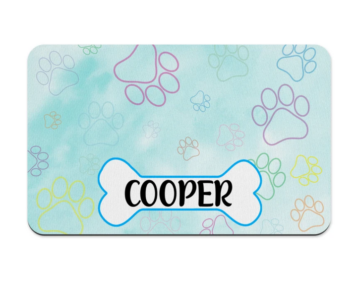 Blue Pastel Paw Prints Pet Placemat