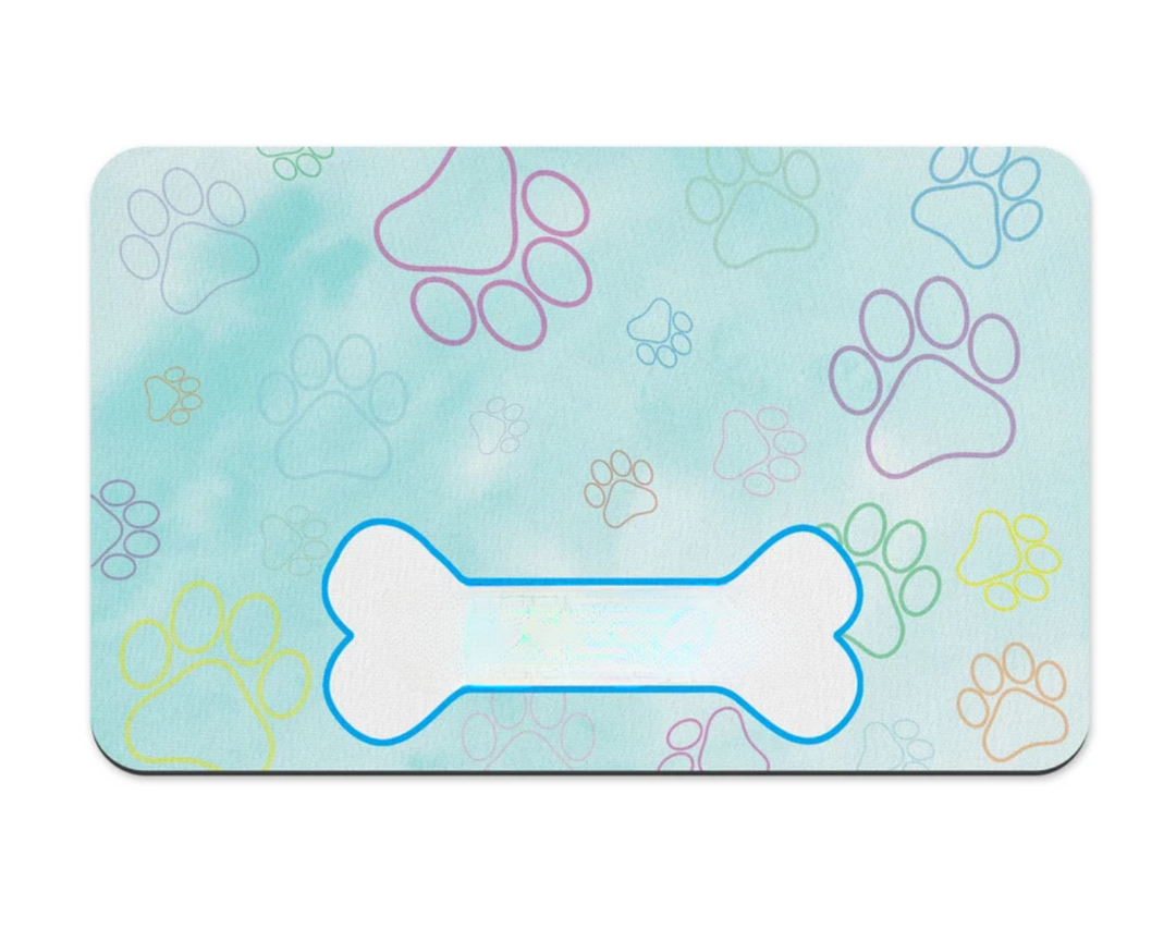 Blue Pastel Paw Prints Pet Placemat