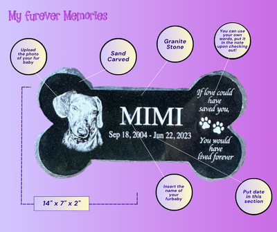 Bone Shape Outdoor Pet Grave Marker Personalized Memorial Plaque Granite
