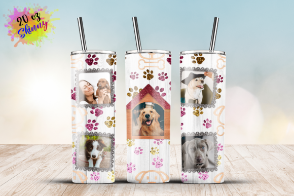 🎨 Paw-fect Print: 20oz Designer Tumbler with Personalized Dog Portraits 🐾