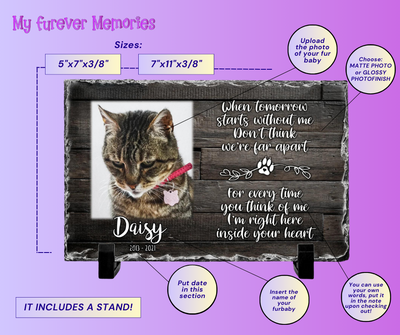 Cat Sympathy Gift Personalized Cat Memorial Plaque   When tomorrow starts without me Pet loss Keepsake