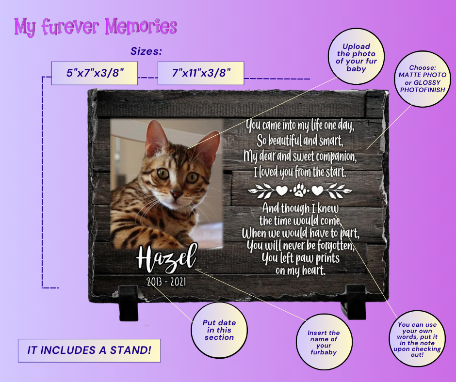 Loss of pet sympathy gift Personalized Cat Memorial Plaque You left paw prints on my heart