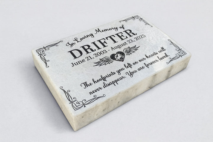 In Loving Memory Horse Grave Plaque Marble Marker, Pet headstones, Custom Outdoor Engraved Horse Stone In Loving Memory