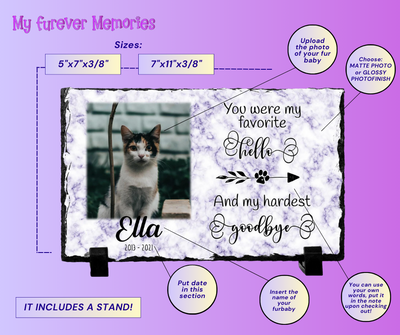 Gifts in Memory of a Pet - Personalized Cat Memorial Plaque You were my favorite Hello and My Hardest Goodbye