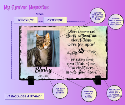 Cat Memorial Gifts Plaque   When tomorrow starts without me   Personalized Keepsake