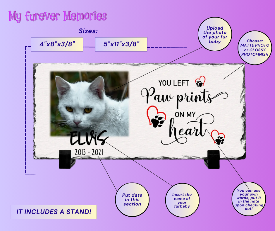Personalized Personalized Cat Memorial Plaque You left paw prints on my heart  Personalized Picture Keepsake