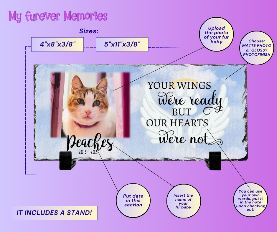 Personalized Personalized Cat Memorial Plaque Your wings were but our hearts were not  Personalized Picture Keepsake