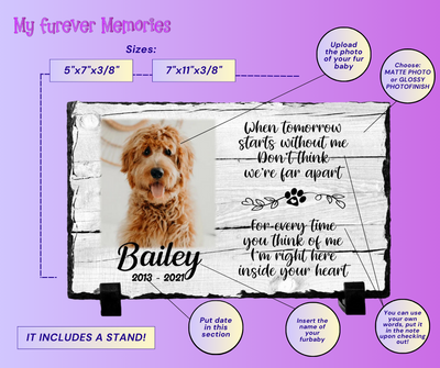 Personalized Dog Memorial   When Tomorrow Starts without me  Personalized Picture Keepsake
