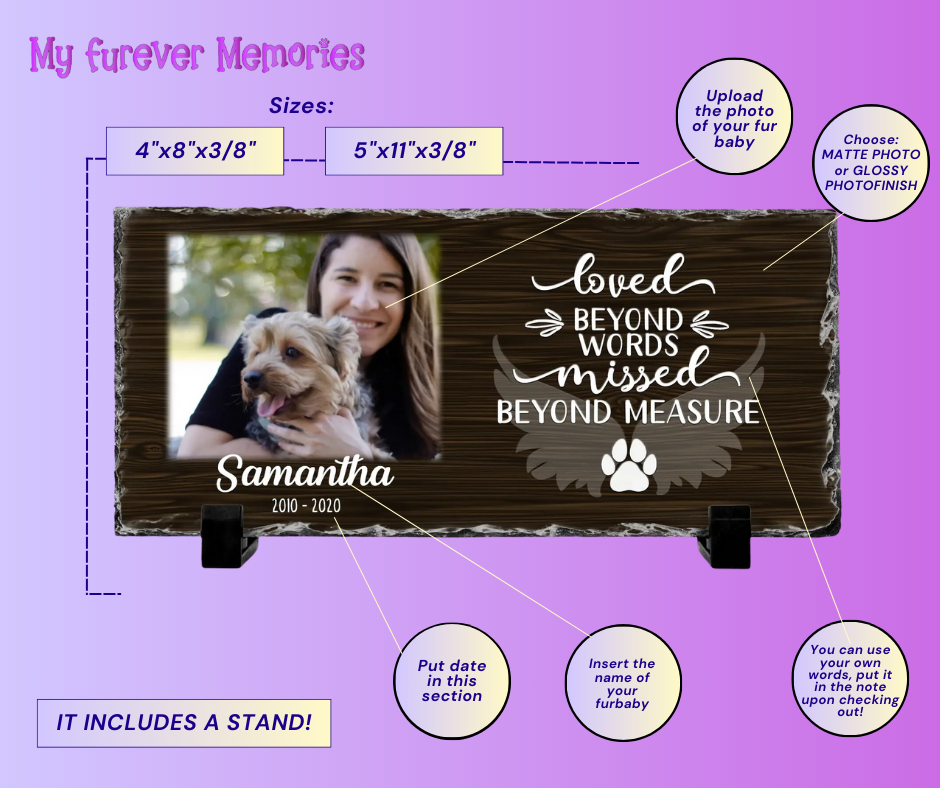 Personalized Dog Memorial   Loved Beyond Words Missed Beyond Measure  Personalized Picture Keepsake