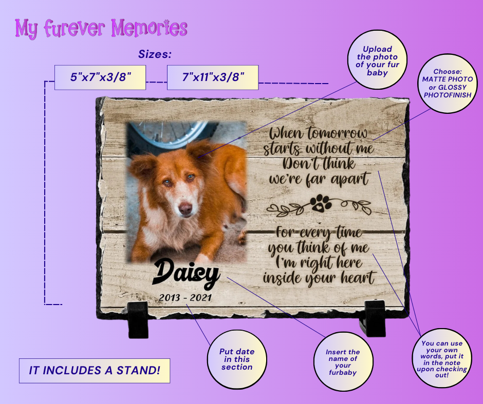 Personalized Dog Memorial   When Tomorrow Starts without me  Personalized Picture Keepsake