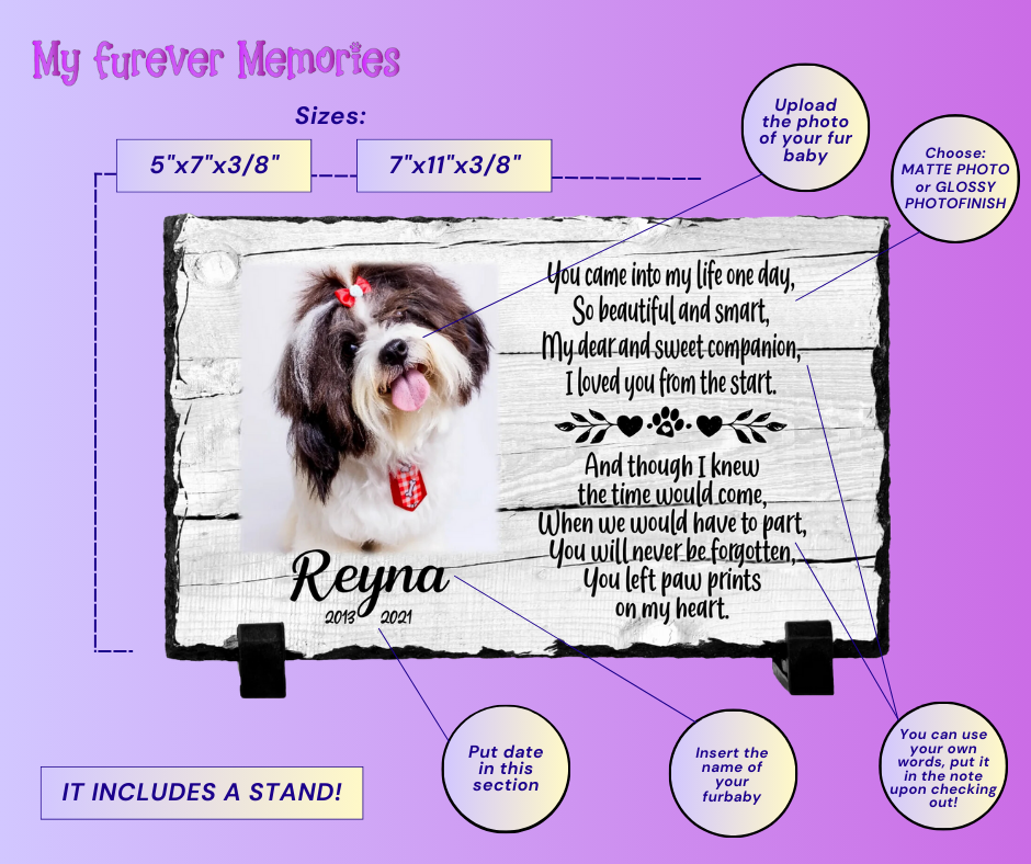 Personalized Dog Memorial Plaque   You left paw prints on my heart  Personalized Picture Keepsake