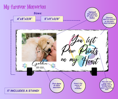 Personalized Dog Memorial Plaque   You left paw prints on my heart  Personalized Picture Keepsake