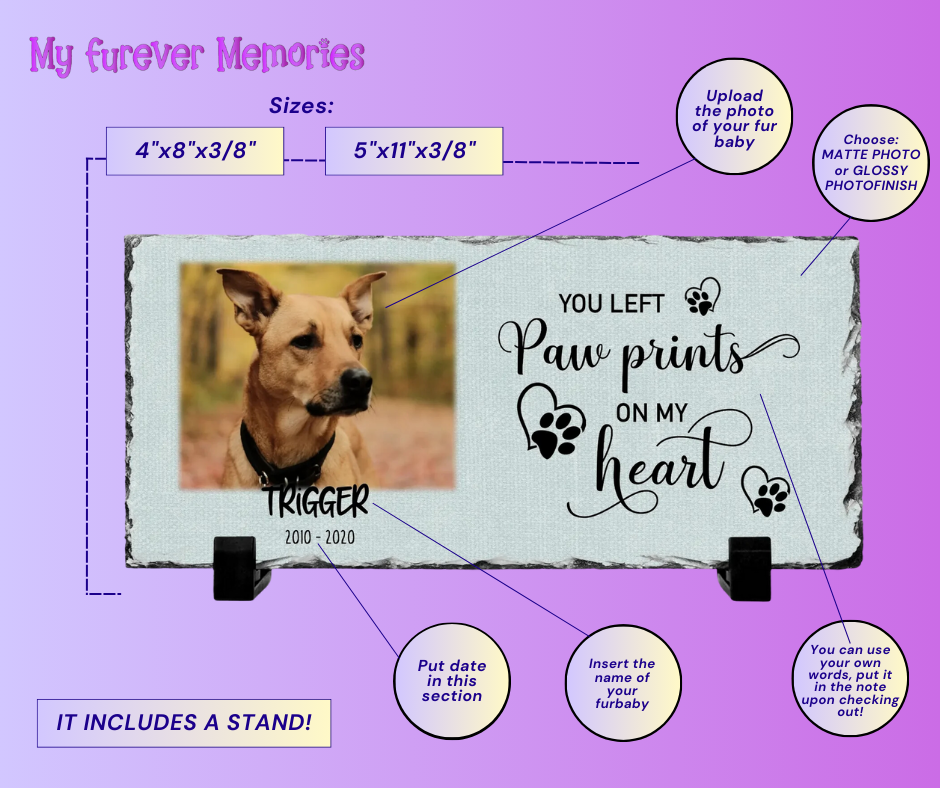 Personalized Dog Memorial   You left paw prints on my heart  Personalized Picture Keepsake