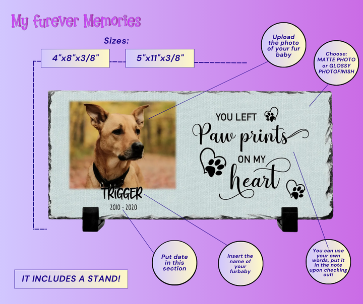 Personalized Dog Memorial   You left paw prints on my heart  Personalized Picture Keepsake