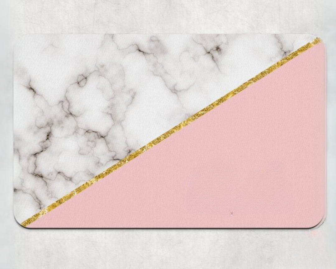 Gray Marble Pink and Gold Dog Mat